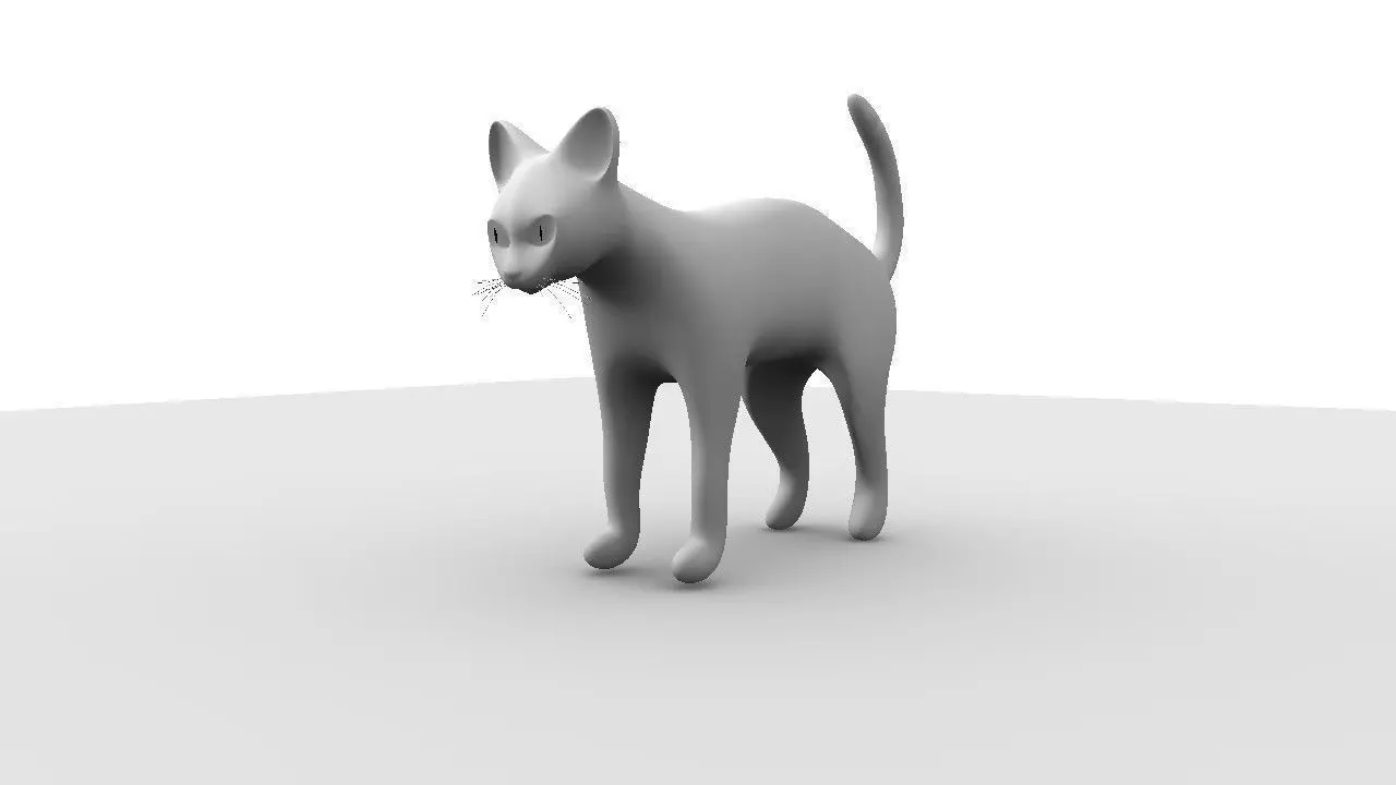 White Domestic Cat 3D model_0