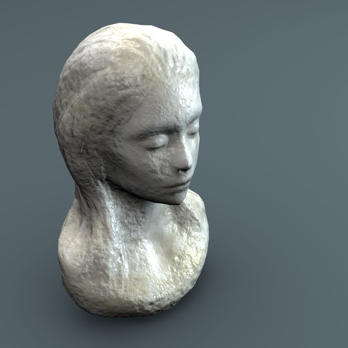 Female Bust Lowpoly 3D model_2
