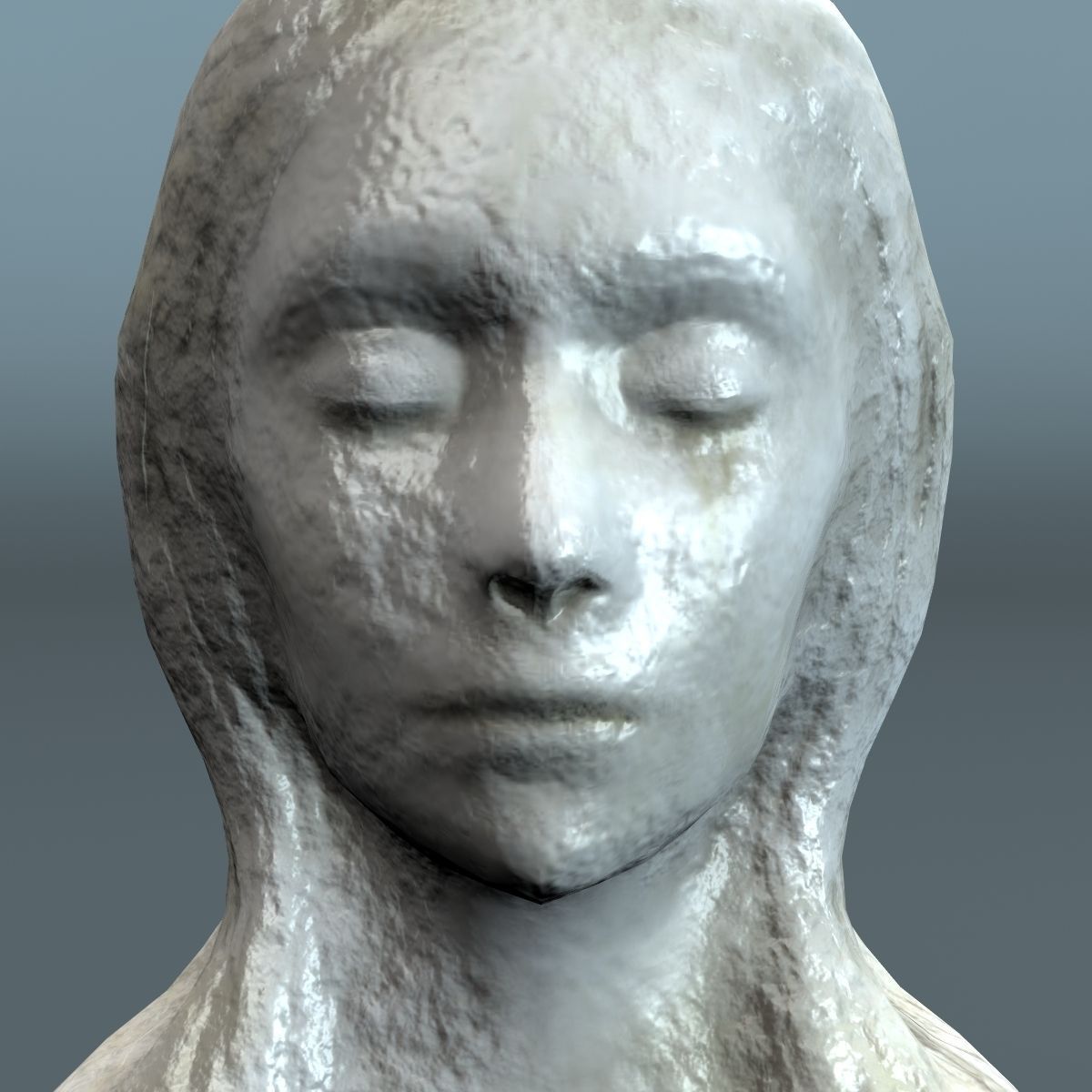 Female Bust Lowpoly 3D model_6