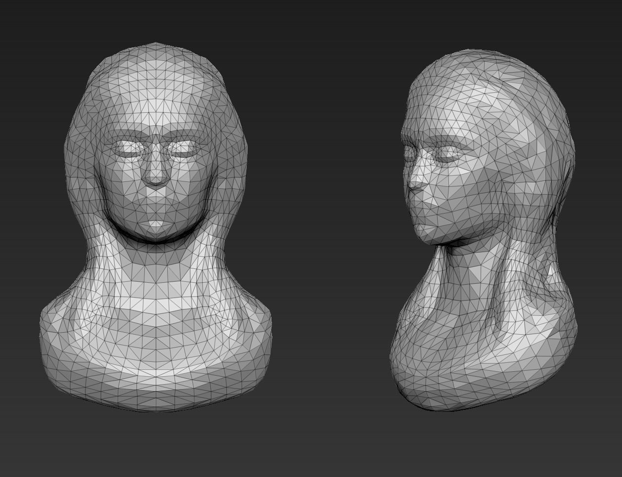 Female Bust Lowpoly 3D model_7