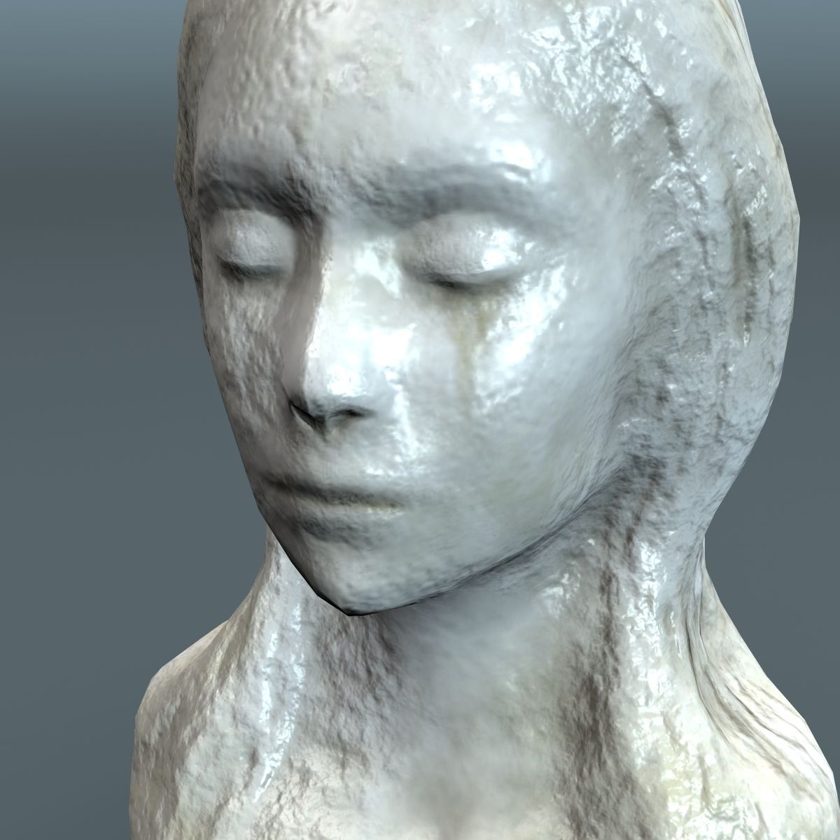 Female Bust Lowpoly 3D model_5