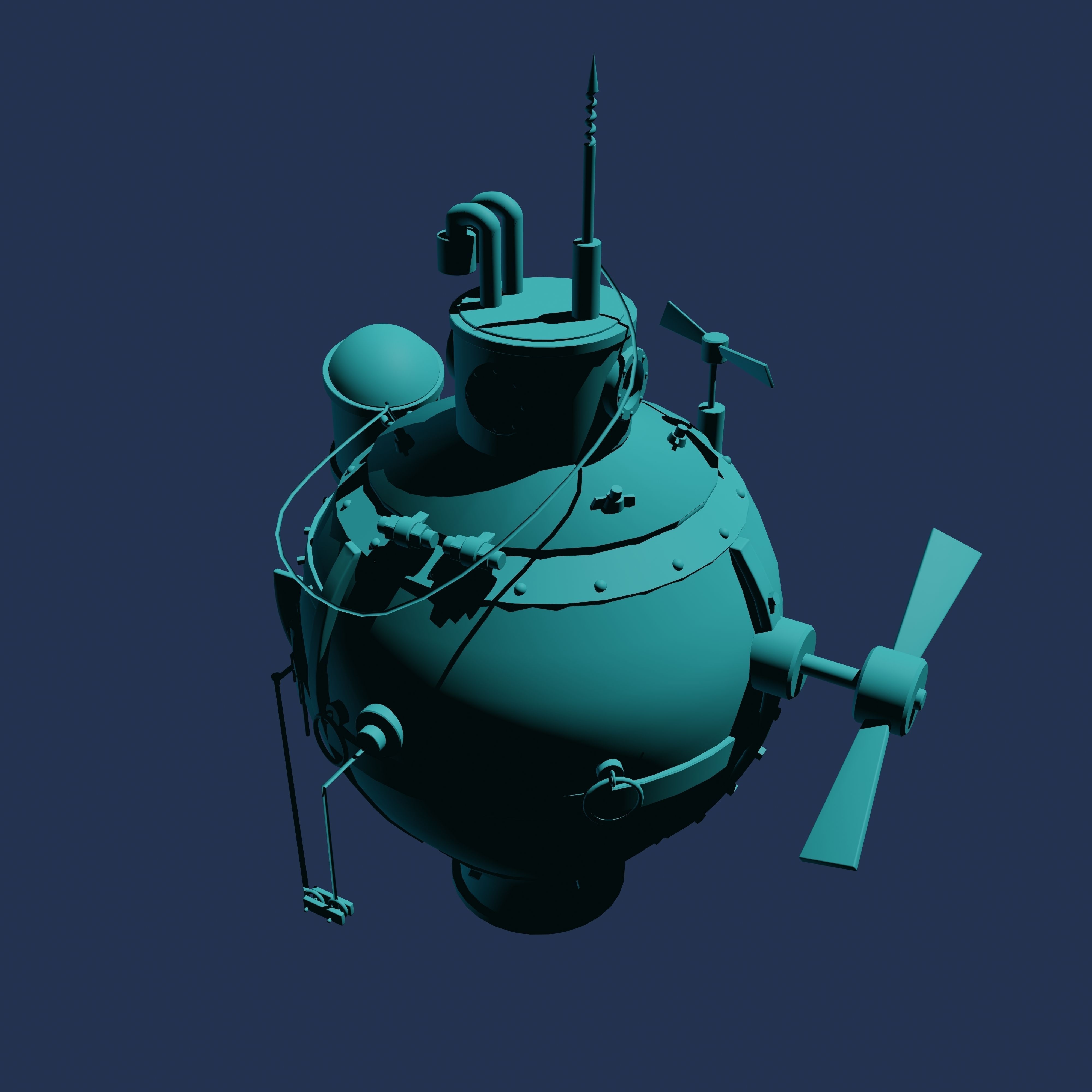 Turtle submarine 3D model_4