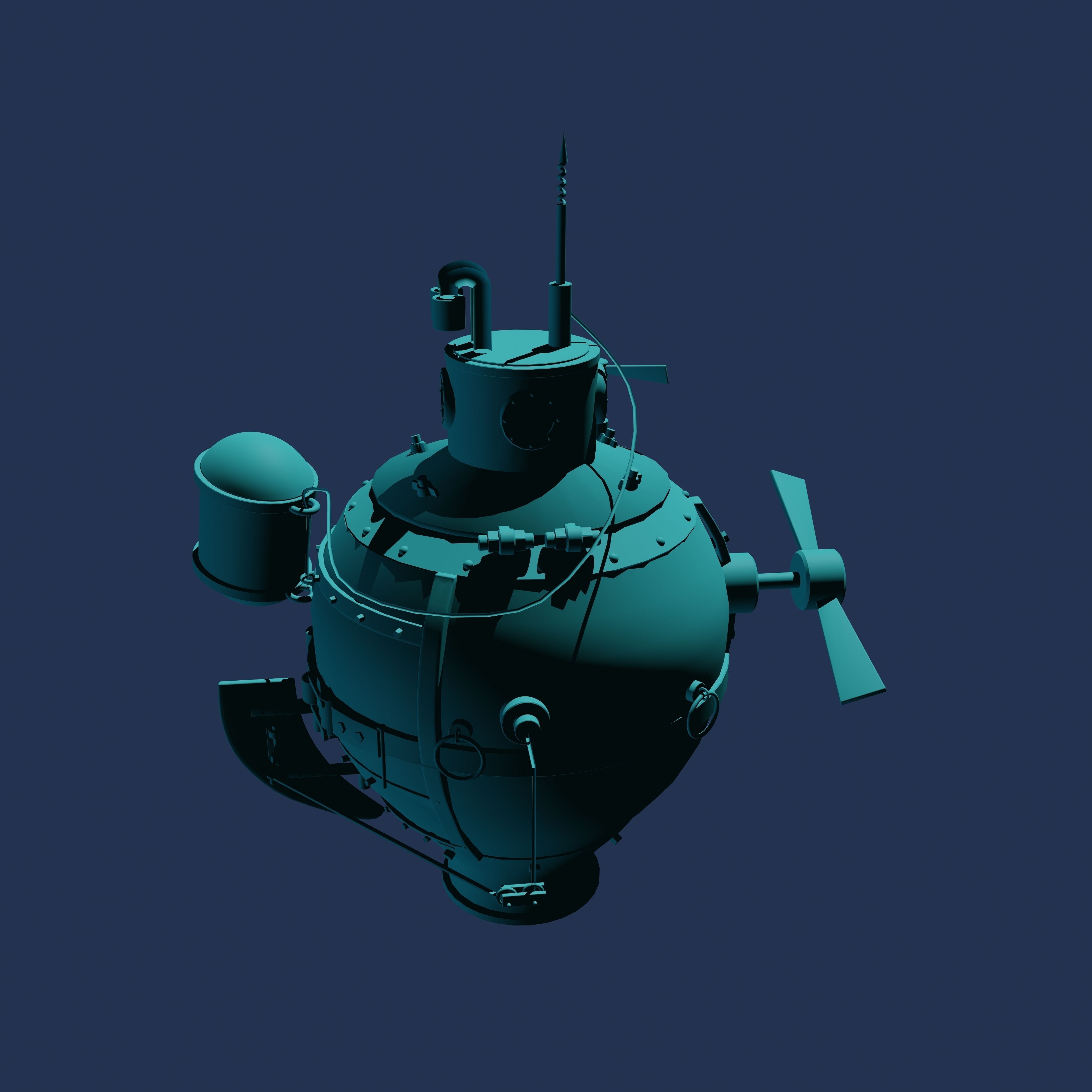 Turtle submarine 3D model_3