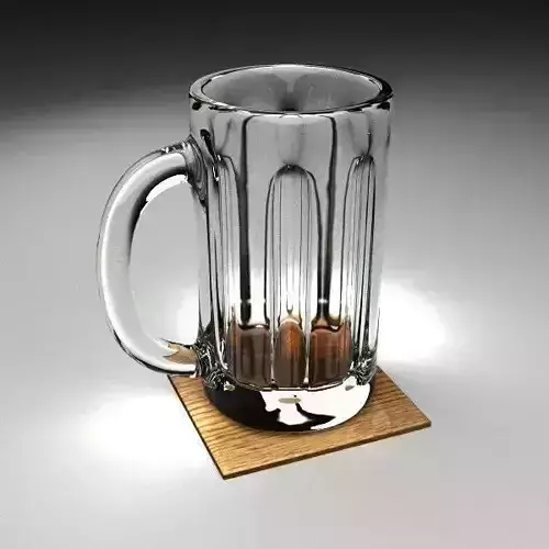 Beer Mug with Coaster 3D model