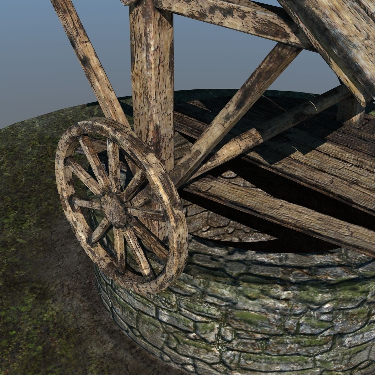 Ancient Stone Well 3D model_6