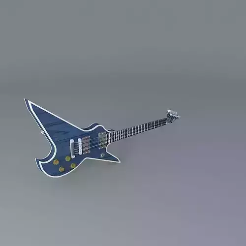 A blue shark shaped guitar