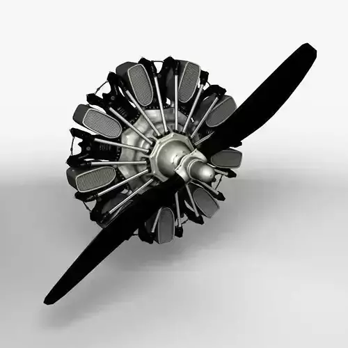 Radial Engine Plane Propeller 3D model
