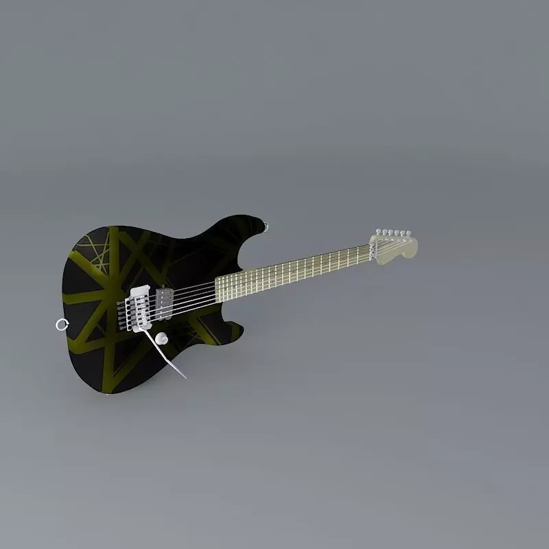 Eddie Van Halens black and yellow guitar Free 3D model
