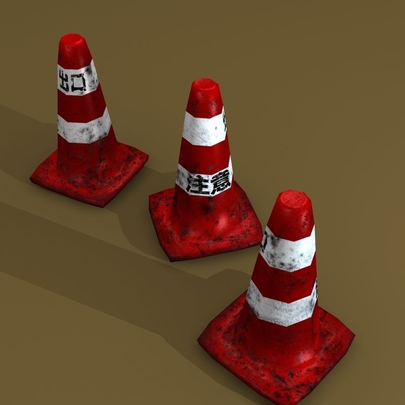 Japanese Traffic Cone 3D model_3