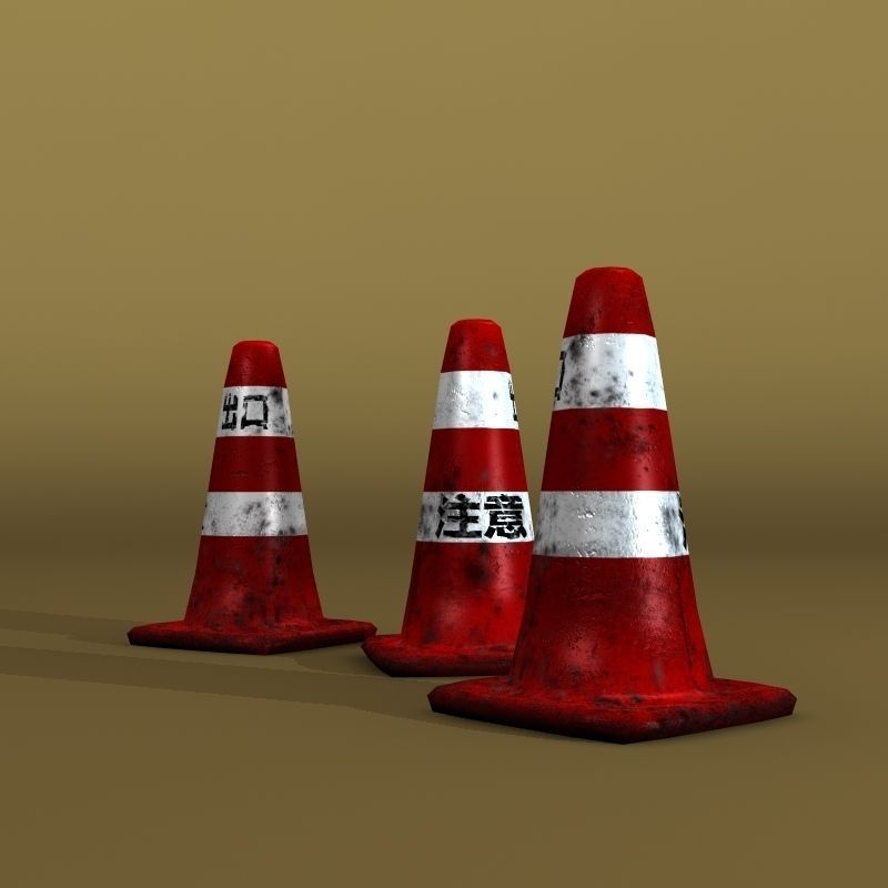 Japanese Traffic Cone 3D model_4