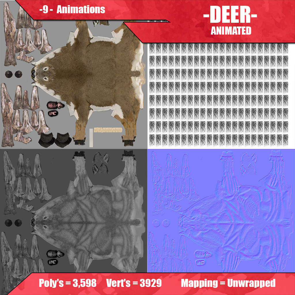 Deer Animated Low-poly 3D model_5