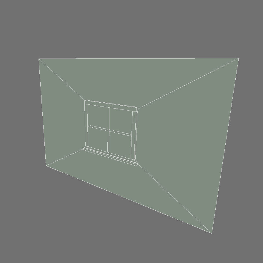 Wood Window and Brick Wall 3D model_4