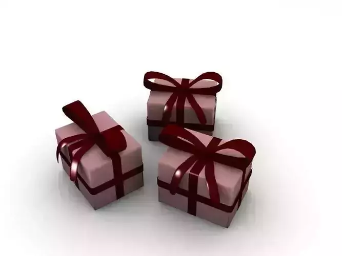 Gift low poly boxes with bows