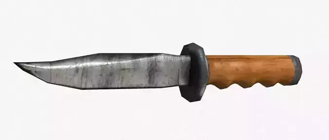 Low-poly knife with wooden handle Low-poly 3D model