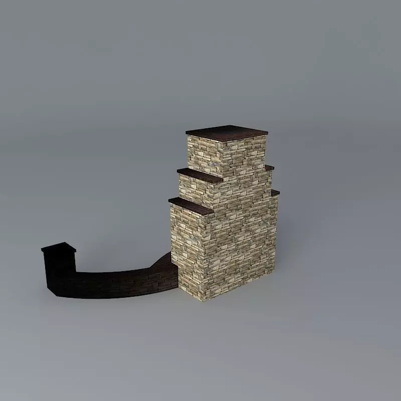 Fireplace with seat wall Free 3D model