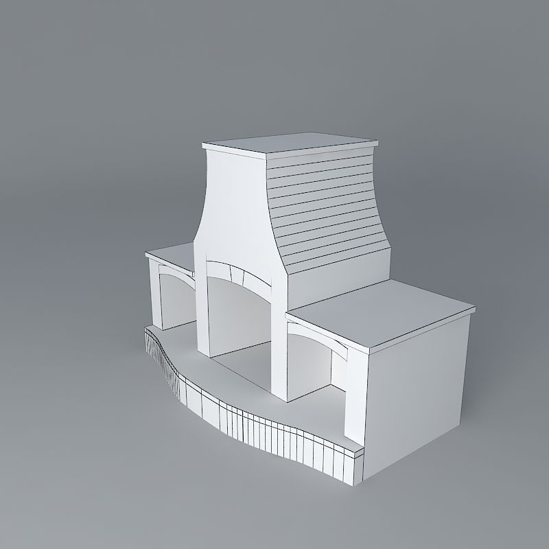 Curve sided Fireplace Free 3D model_3