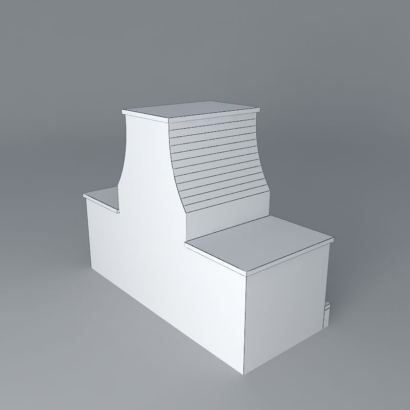 Curve sided Fireplace Free 3D model_4