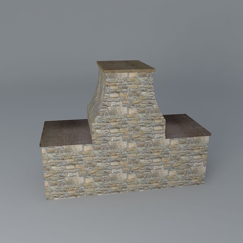 Curve sided Fireplace Free 3D model_2