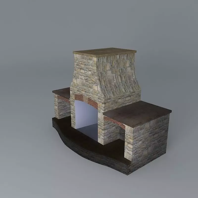 Curve sided Fireplace Free 3D model_0