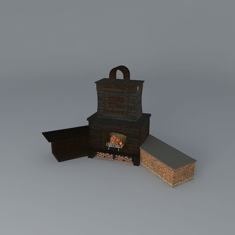 The Puckett fireplace Free 3D model_1