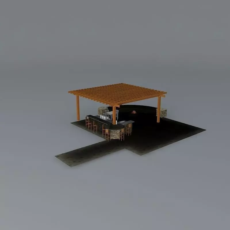Grill Island with Pergola and Seatwall Free 3D model