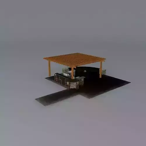 Grill Island with Pergola and Seatwall