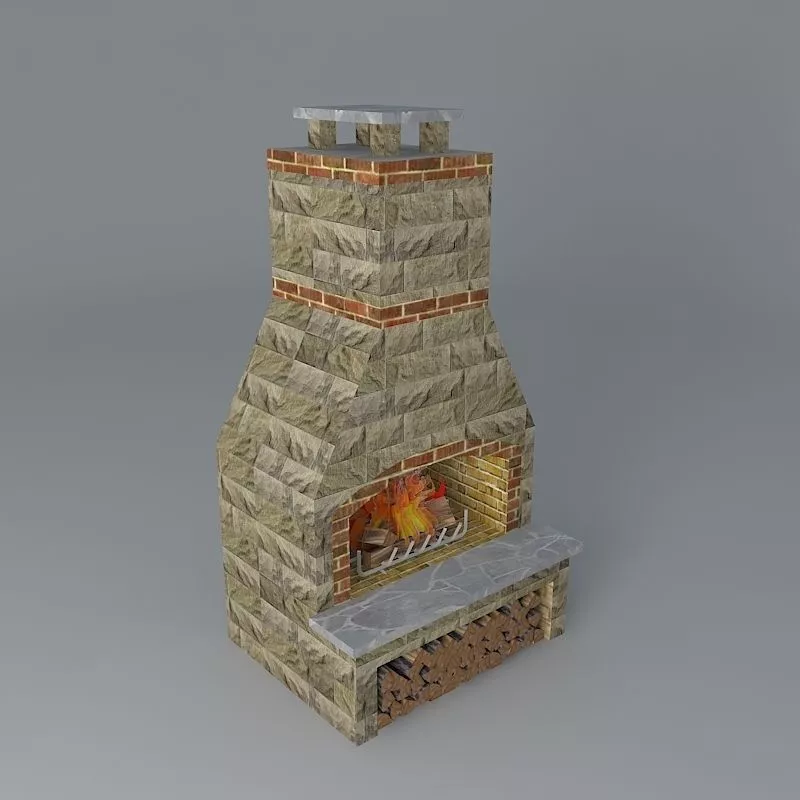 Fireplace brick Free 3D model