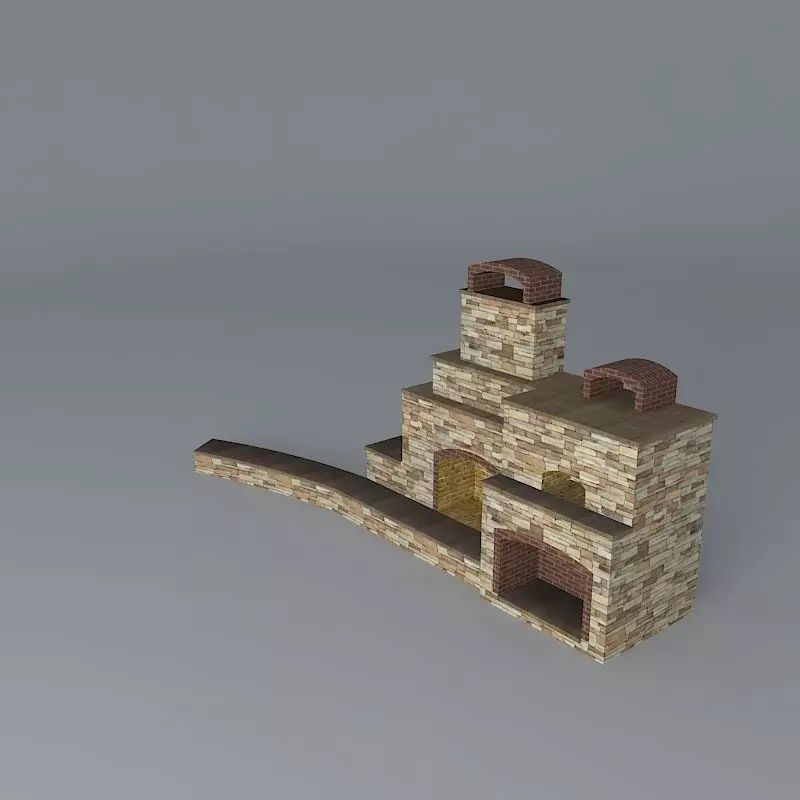 Fireplace and Pizza Oven Free 3D model_0
