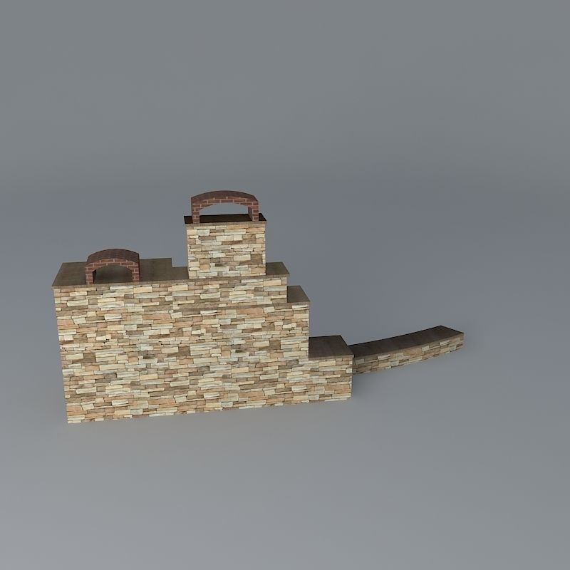 Fireplace and Pizza Oven Free 3D model_2