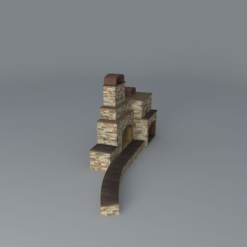 Fireplace and Pizza Oven Free 3D model_1