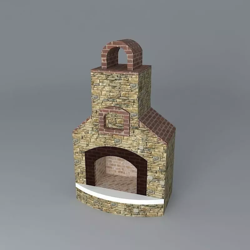 Round top fireplace Free 3D model_0