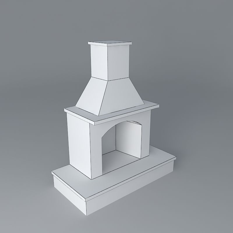 Compact Size Fireplace Free 3D model_3
