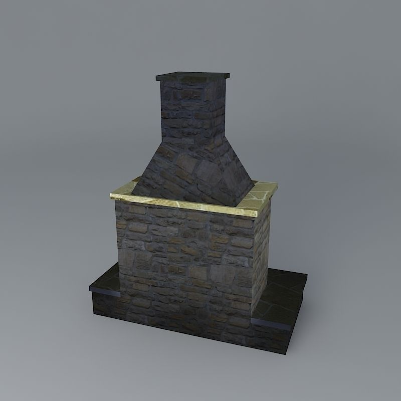 Compact Size Fireplace Free 3D model_1