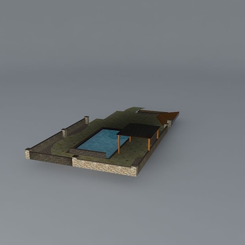 Pool and deck Free 3D model_1