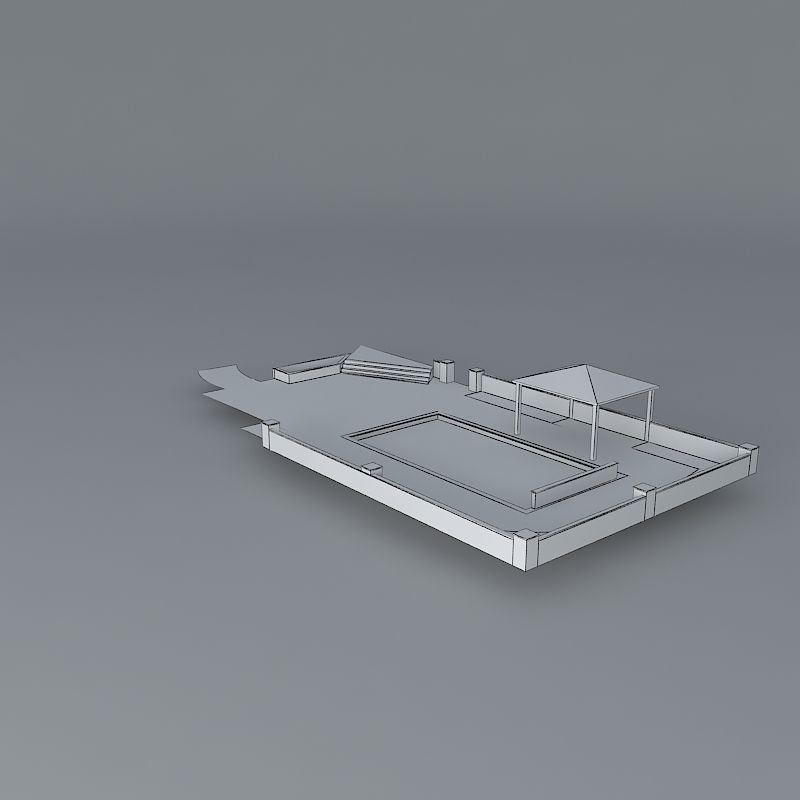Pool and deck Free 3D model_4