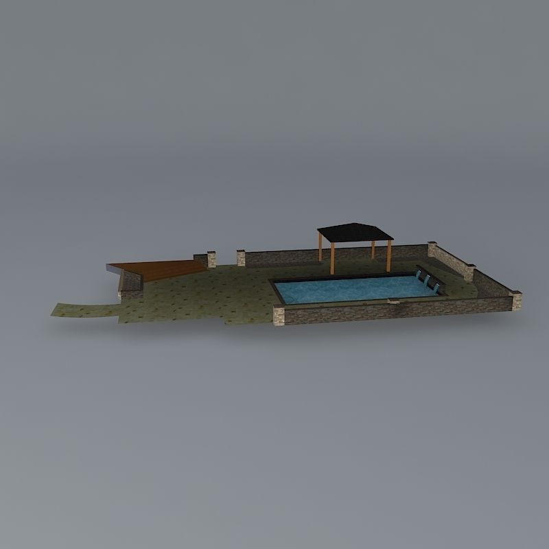 Pool and deck Free 3D model_2