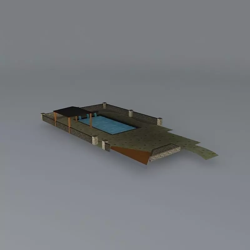 Pool and deck Free 3D model_0