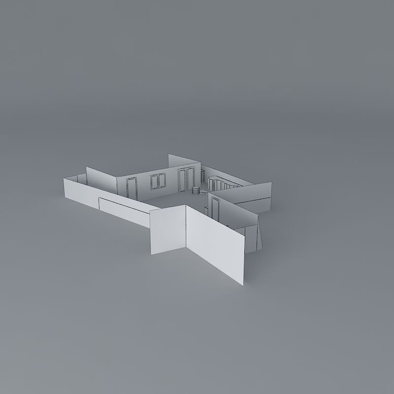 Rear garden with play equipment and playhouse Free 3D model_4