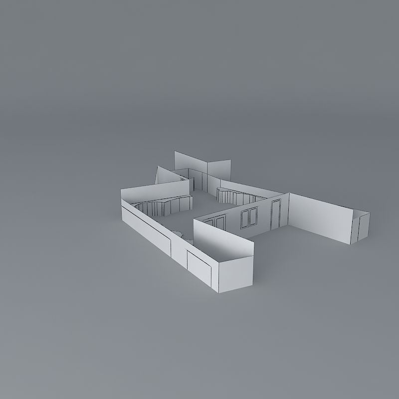 Rear garden with play equipment and playhouse Free 3D model_3