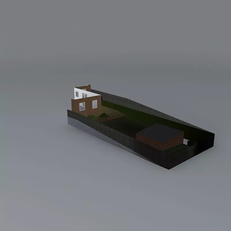 Sloping garden design with simple clean lines Free 3D model