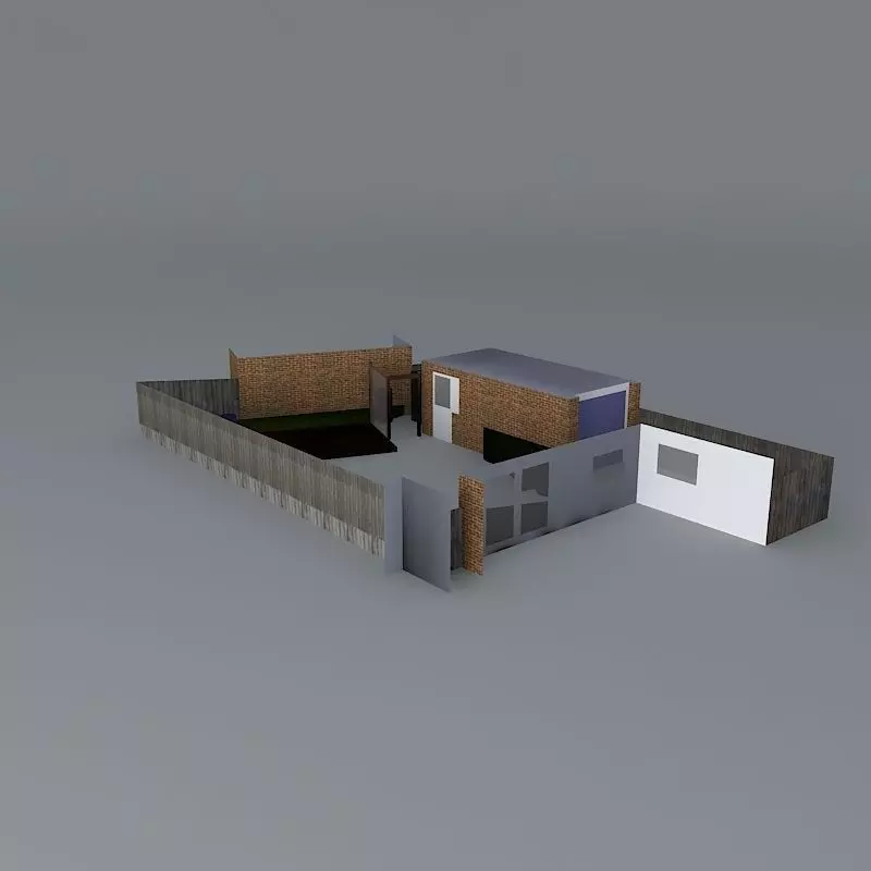 Rear garden design with two decks Free 3D model_0