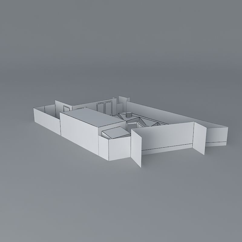 Rear garden design with two decks Free 3D model_4