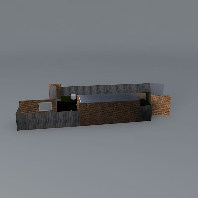 Rear garden design with two decks Free 3D model_2