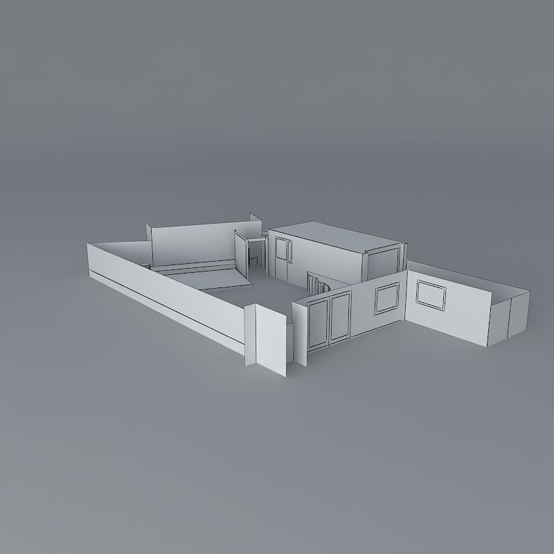 Rear garden design with two decks Free 3D model_3