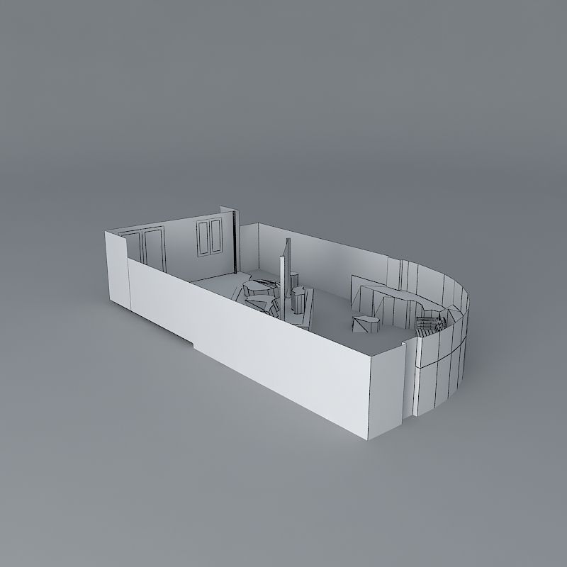 An oblique design for a small rear garden with deck Free 3D model_4