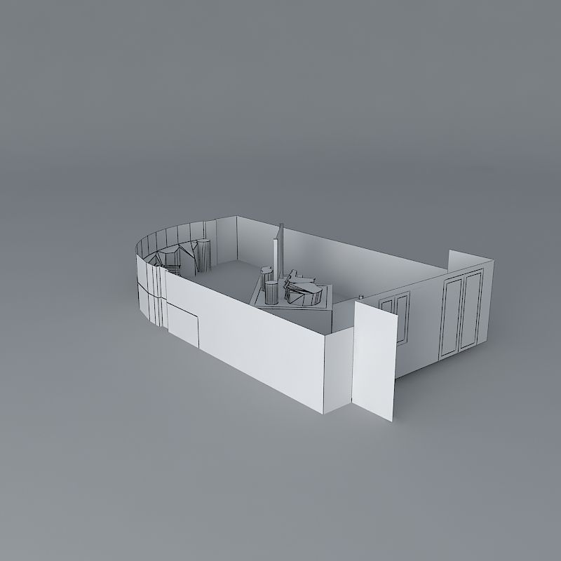 An oblique design for a small rear garden with deck Free 3D model_3