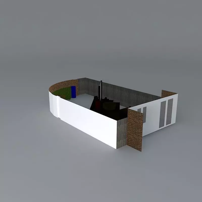 An oblique design for a small rear garden with deck Free 3D model_0