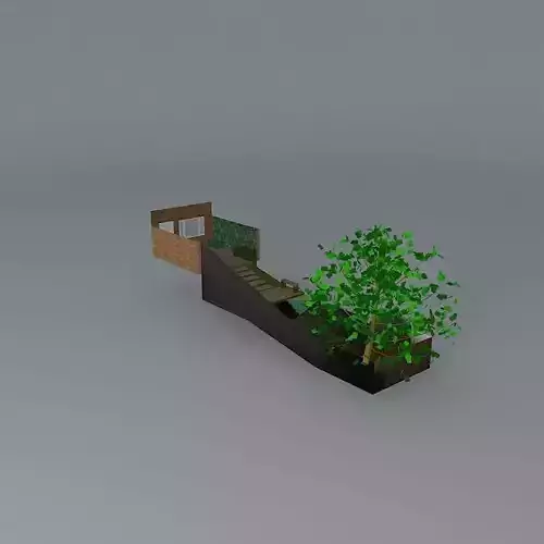 Steeply sloping garden with steps 