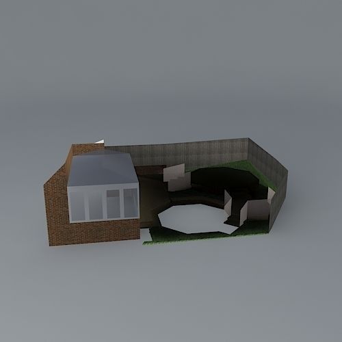 Octagonal themed garden  Free 3D model_2