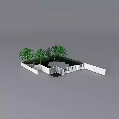 Rear contemporary sunken garden design 